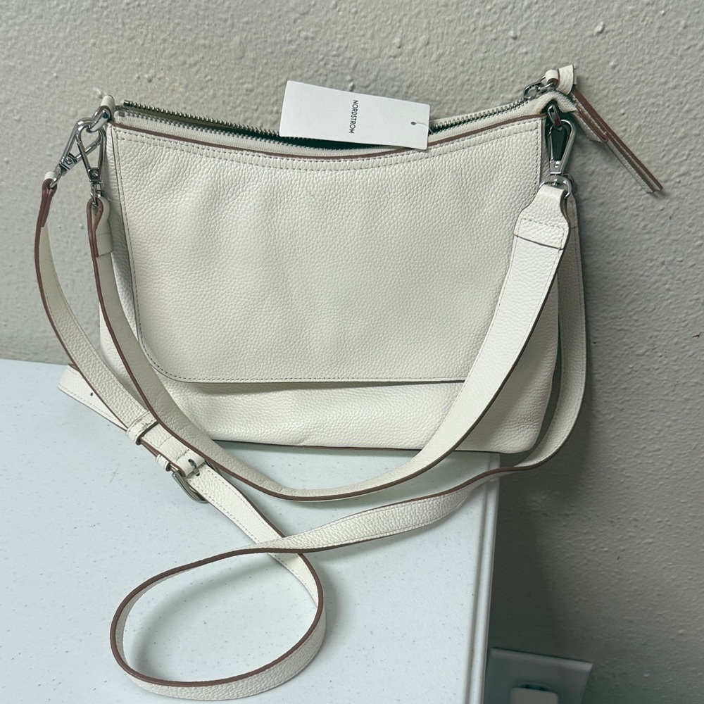 Nordstrom White Leather Crossbody Bag